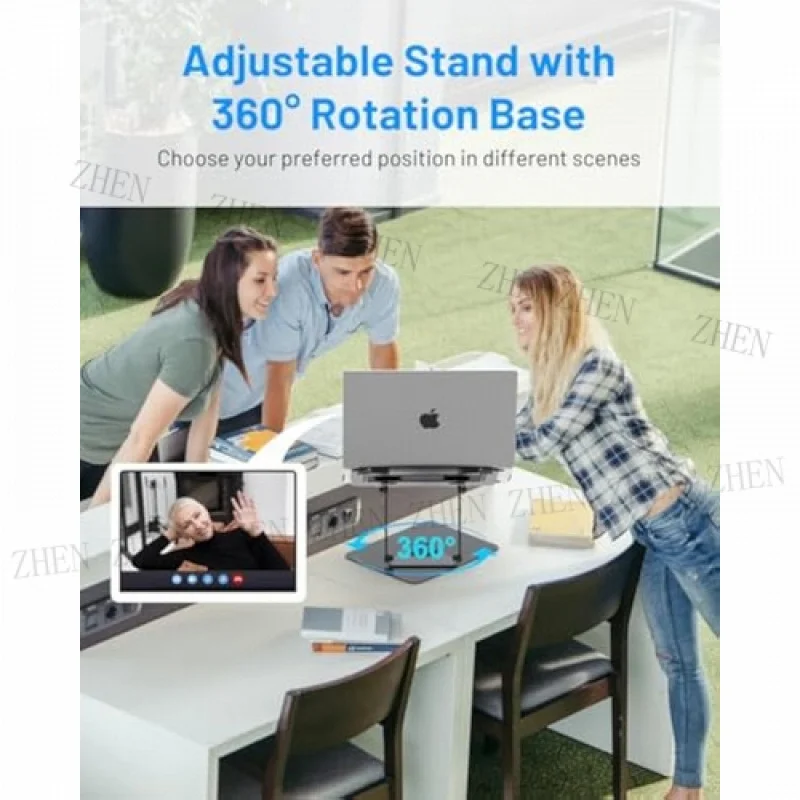 حامل تبريد للكمبيوتر المحمول باللون الأسود قابل للتعديل مع مبرد حراري قابل للفصل