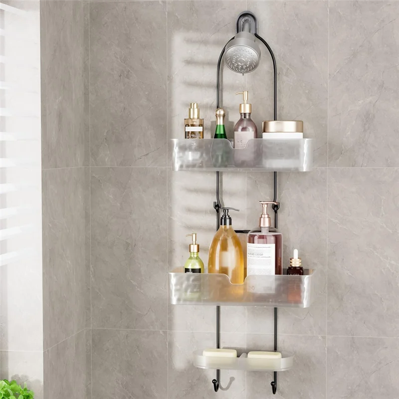 

AA51 Органайзер для душа в ванной комнате, Подвесной органайзер для душа, Трехъярусный с держателем для мыла, Накладной органайзер для душа,