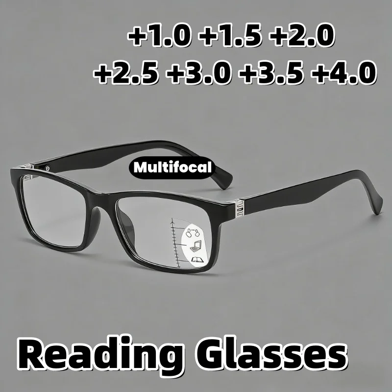 

Square-Frame Multifocal Anti-Blue Light Reading Glasses Unisex High-Definition Presbyopia Eyeglasses Diopter +1.0 To +4.0