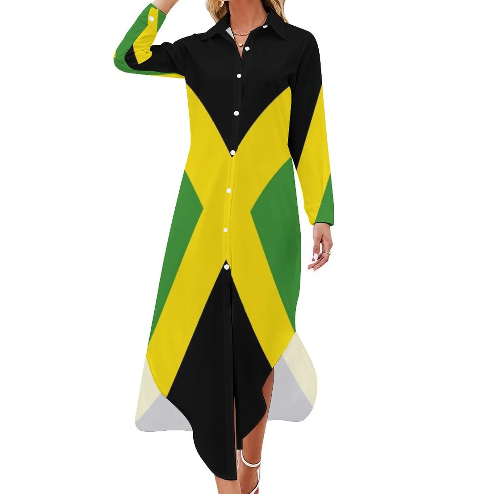 

Jamaica Flag Long Sleeved Shirt Dress Women's summer suit sensual sexy dress for women