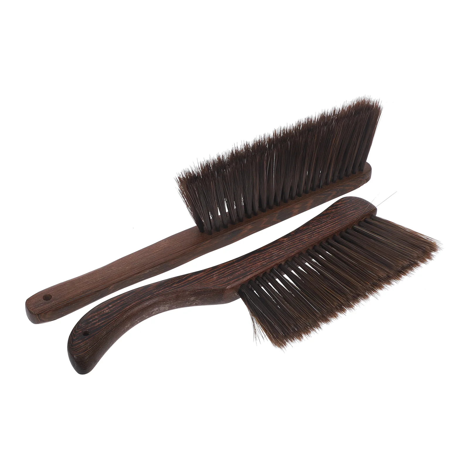 

2 Pcs Bed Brush Set Thick Handle 3 Row Bristles Cleaning Tools Handheld Dusting Brush Brown Whisk For Home Car Sofa