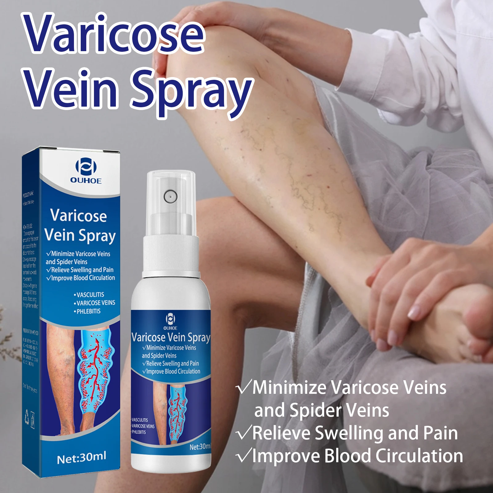 OUHOE Leg Care Spray Relieves Leg Skin Discomfort, Body Repair and Massage Care