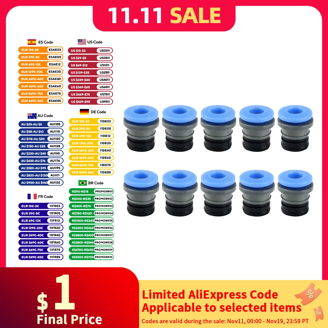 FYSETC Bowden ECAS04 3D ชิ้นส่วนเครื่องพิมพ์ EXTRUDER ฝัง Collet คลิปสําหรับ extruder ฝังหลอด Ptfe หลอดสีฟ้า