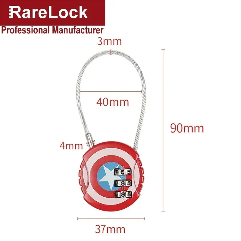 Round Wire Combination Padlock Small Cartoon Lock for Suitcase Luggage Lock Gym Locker Office Drawer Rarelock MX12 G1