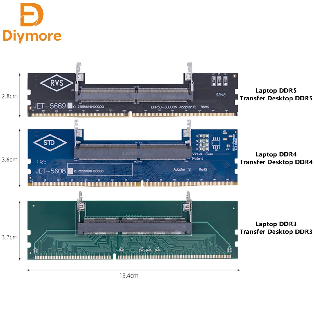 1PC DDR3 DDR4 DDR5 Memory Module Test Card Laptop Memory to Desktop Test Adapter Card Connector Adapter Converters