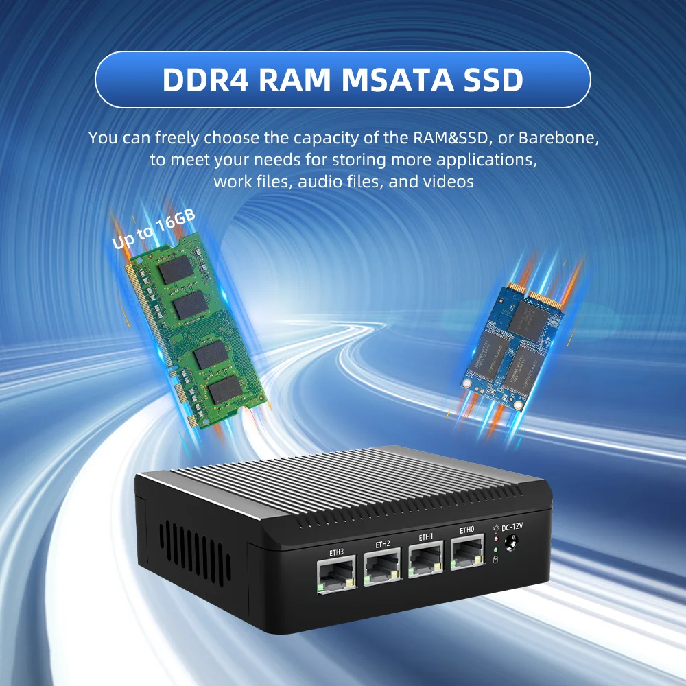 Fanless Firewall Soft Router Intel Celeron J4125 Quad Core 4GB 64GB Gateway 4 LAN I225 I226 2.5G N5095 Network Pfsense Mini Pc