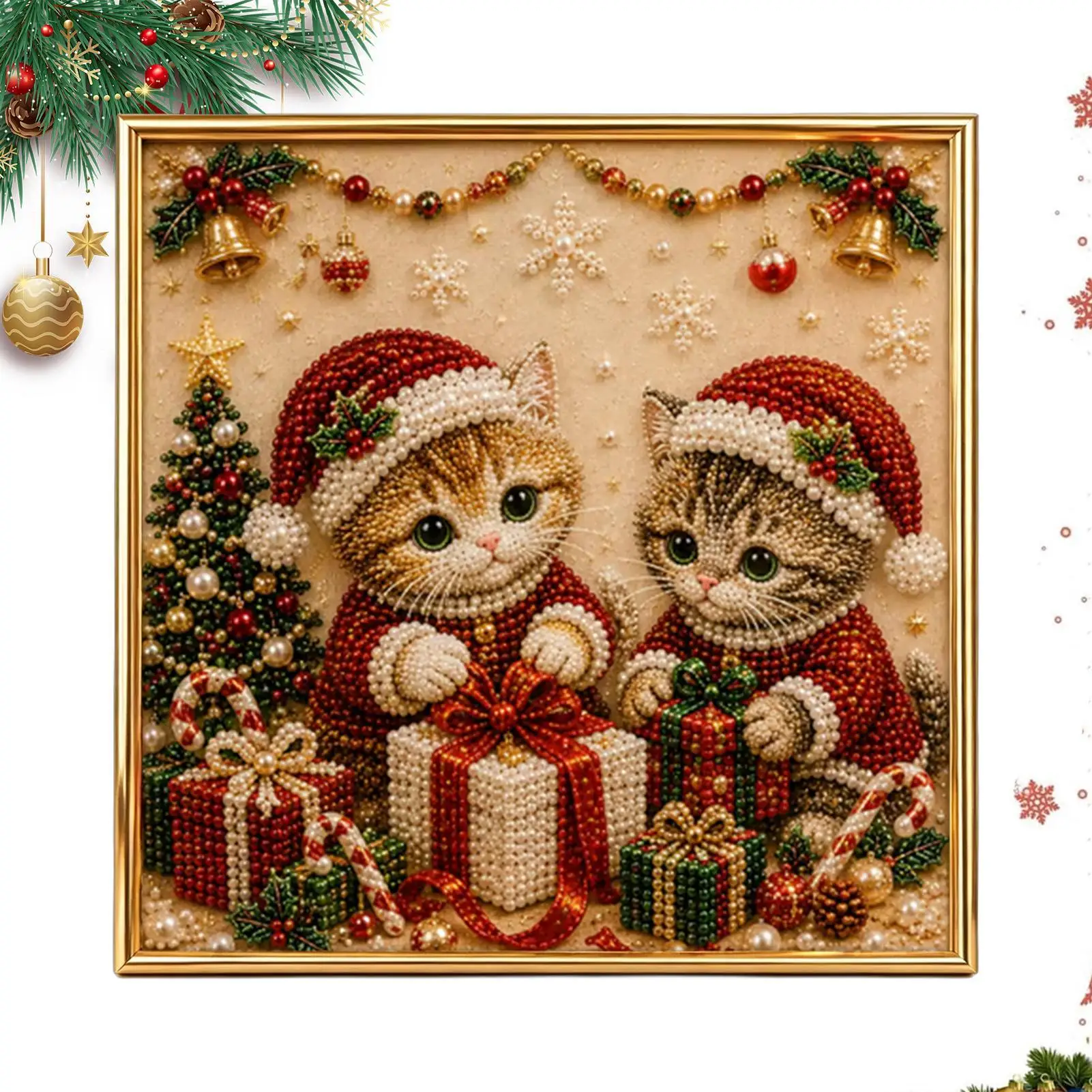 Pearl Art Kits Beginner-Friendly DIY Cute Christmas Seasonal Decor Funny Animal Crafting Set Kids Adults Home Porch Bedroom