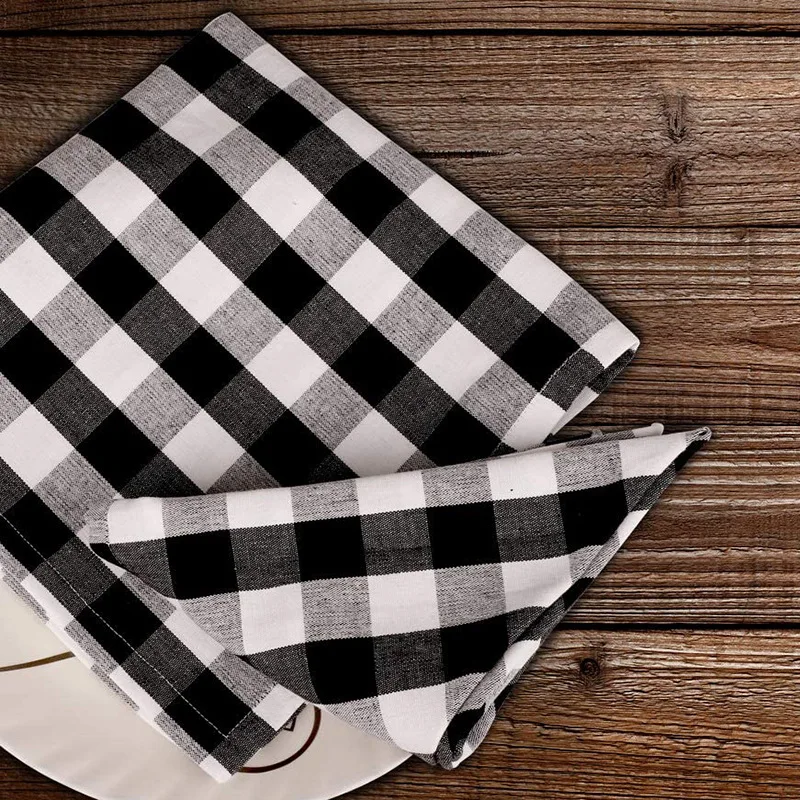 

6PCS Christmas Buffalo Plaid Napkins Cotton Kitchen Tea Towel Square Household Kitchen Towel Xmas Holiday Lunch Brunch Dinner