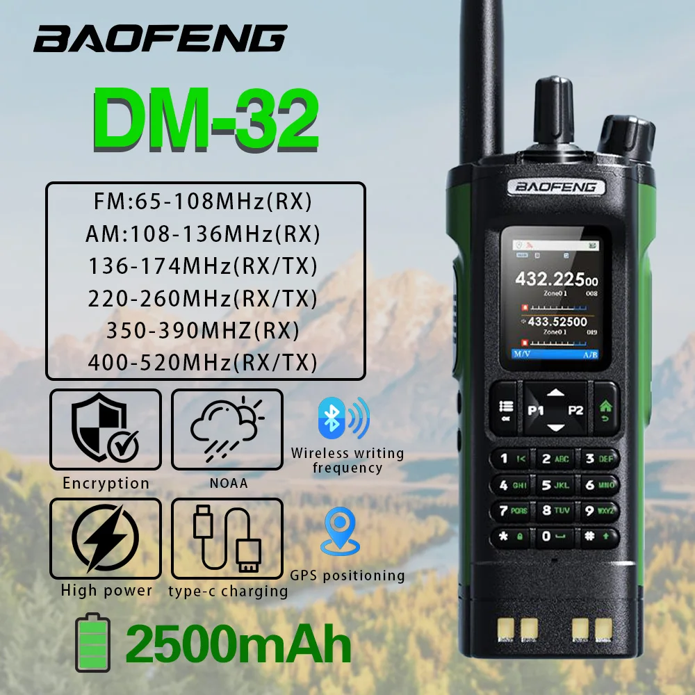 1PC Baofeng DM-32 DMR Two-way Radio GPS AES VOX Handheld Portable Walkie Talkie UHF VHF FM AM 10w High Power Digital Walkie Talk