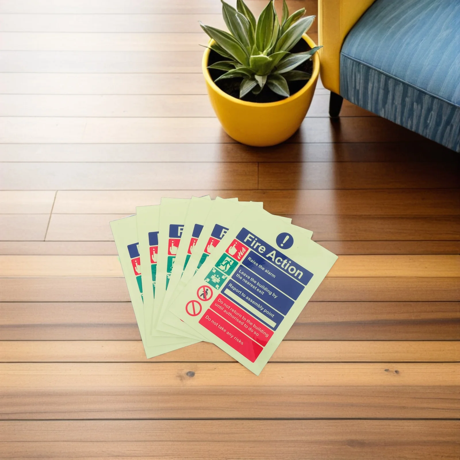 6 قطعة 15X20 سنتيمتر توهج في ملصق السلامة ذاتية اللصق علامة خروج الطوارئ لمكتب مستودع المدرسة مصنع #1