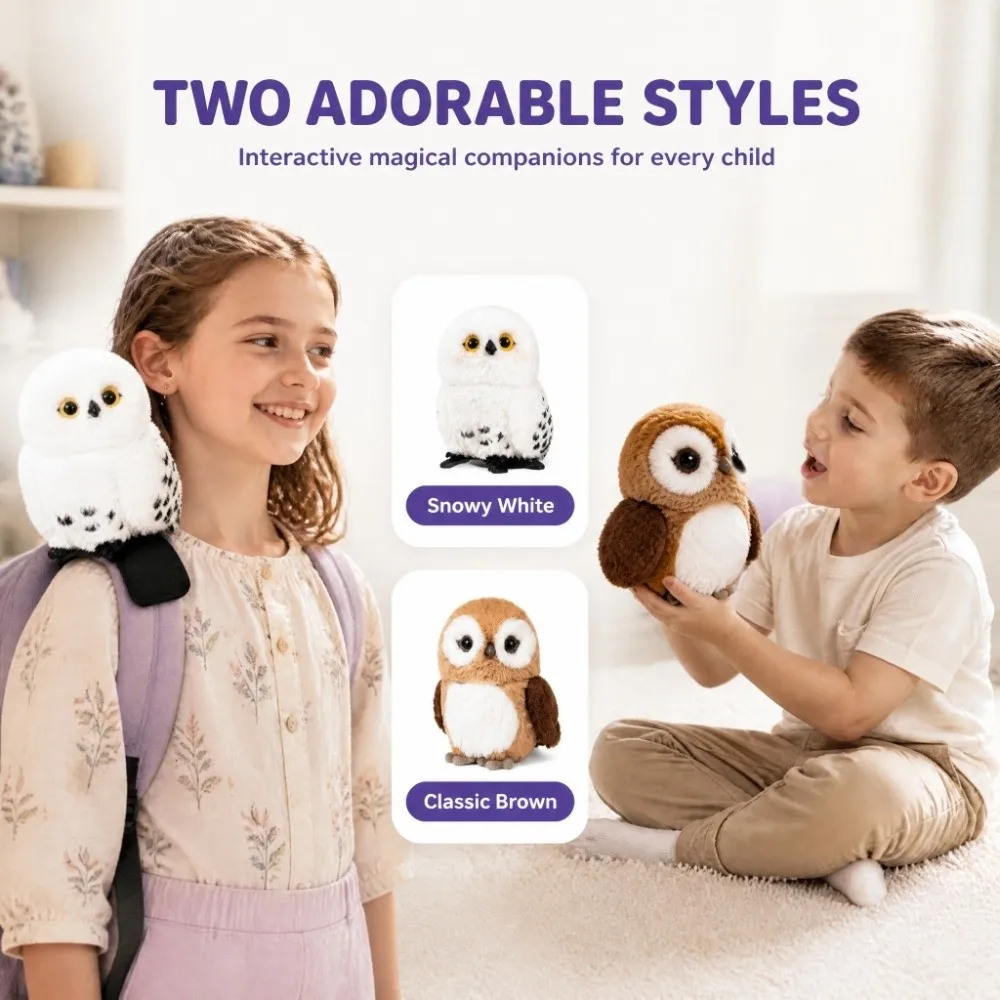 Soft Plush Material Stuffed Plush Doll Recording Function Sound Effects Magic Owl Plush Doll Interactive Feature Wiggling Head