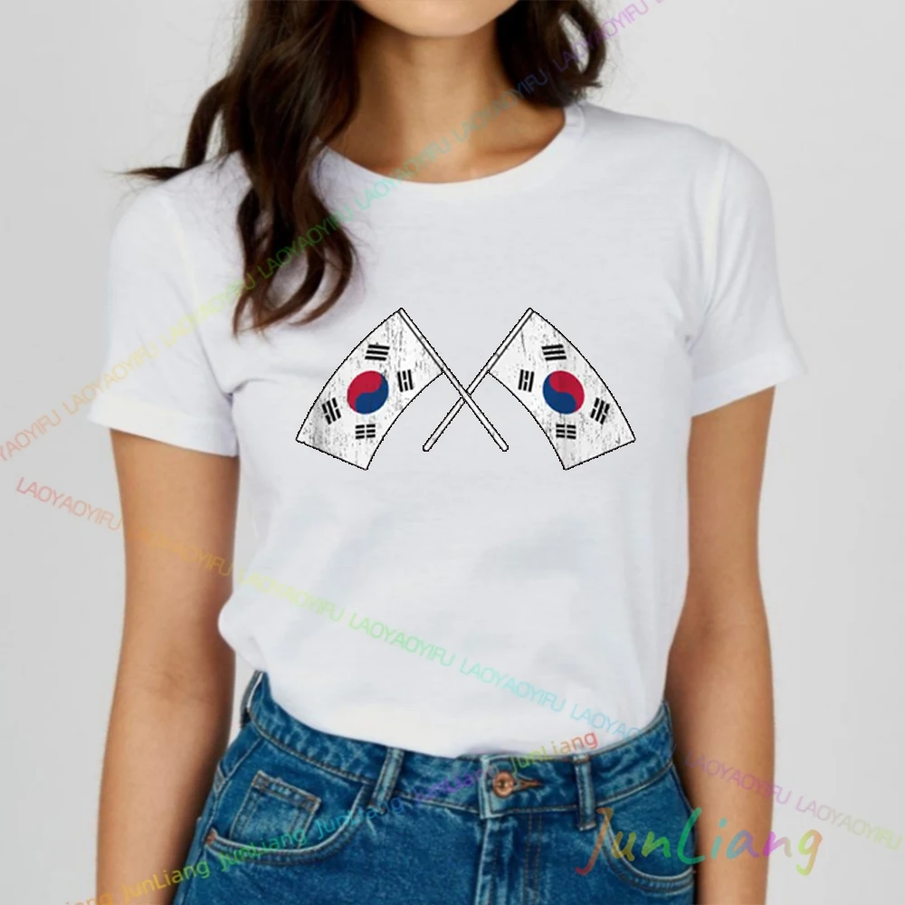 I Love North Korea Korean Flag Men T-shirt 100% Cotton Mens Clothes Men's Shirts Graphic Tee Harajuku Y2k Clothing T-shirts Goth