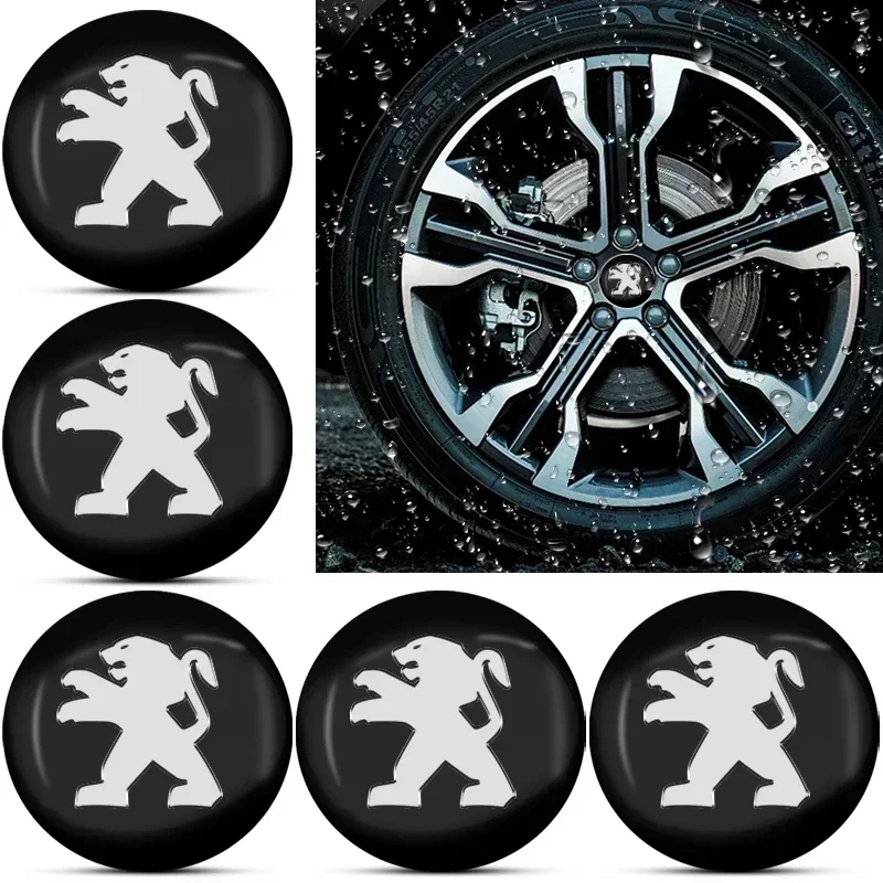 4pcs Metal Car Wheel Hub Cap Sticker Decals For Peugeot 408 4008 308 3008 Rifter 5008 508 2008 208 301 RCZ 407 108 807 407 508