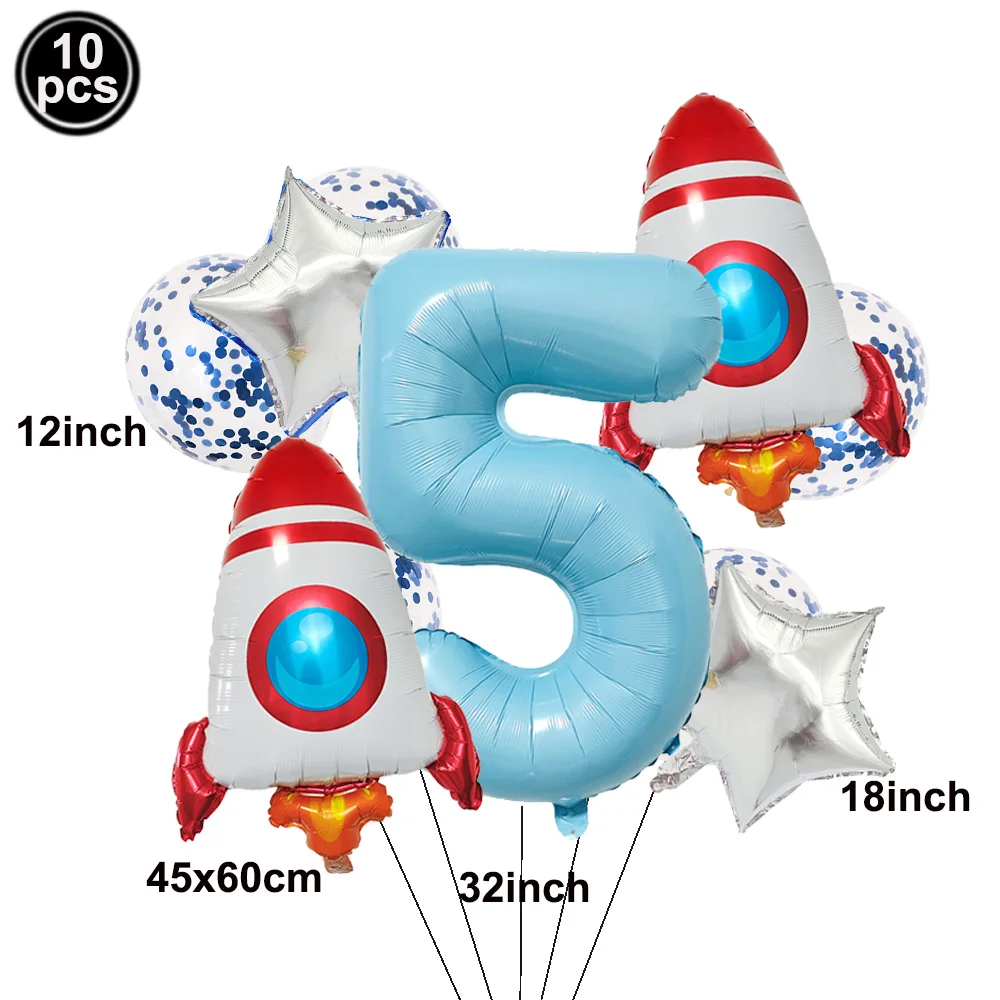 Weltraum-Astronauten-Party-Dekorationen Banner Tischgeschirr Teller Becher Servietten Jungen Astronauten-Party-Zubehör Astronauten-Raketen-Ballon – Detail 7