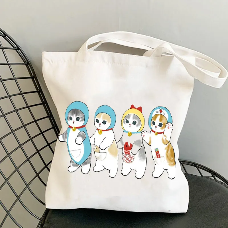 Tote Bag borse Casual Girl borse a tracolla per ragazze Fashion Shopper Bag Kawaii Cats Cute Animal Bags Shopping Bag borse di tela