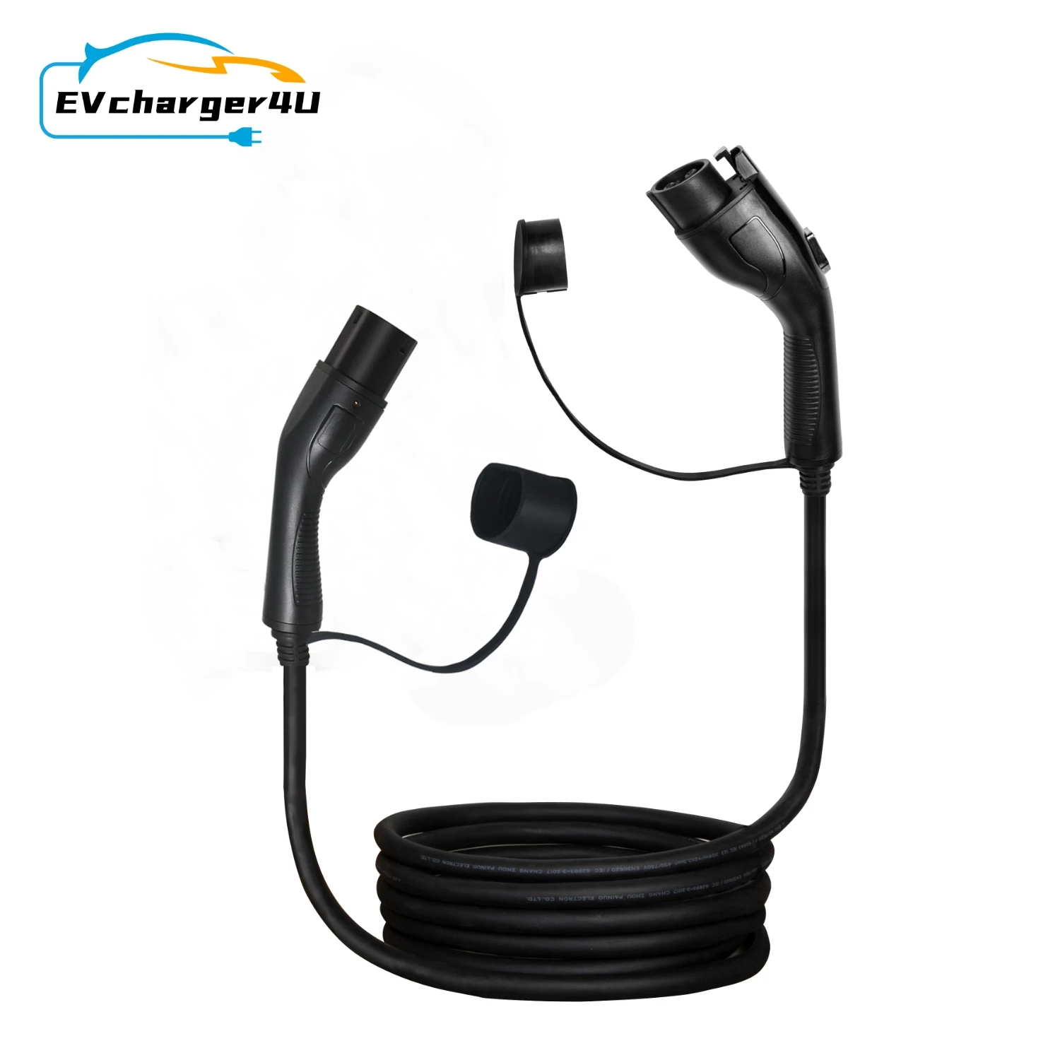 EVcharger4U Type 2 to Type 1 J1772 EV Charging Cable 1P 32A 7KW 4M for Electric Vehicle Cars Use on Public Charging Stations