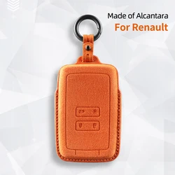 Alcantara For Renault Dacia Koleos Captur Megane Clio Scenic Talisman Arkana Sandero Car Key Case Accessories Remote Keychain