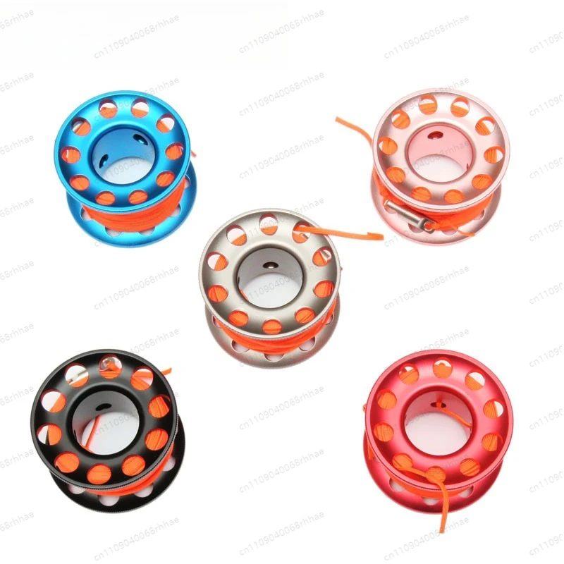Diving, aluminum alloy 15m 30m reel spool buoy geode with wire and hook anti-winding device