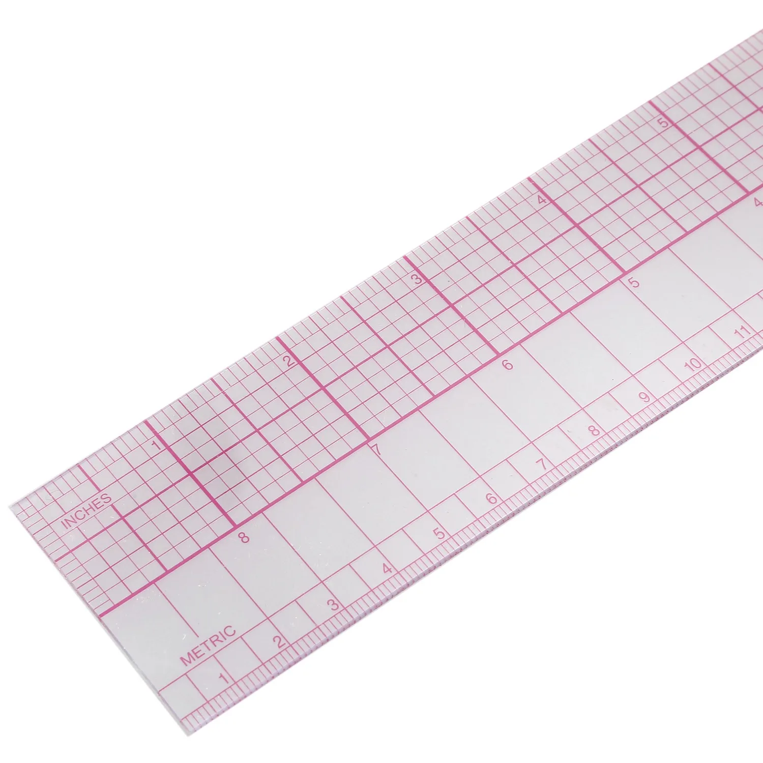 Drawing Tool Squares Angles Parallel Line Soft Plastic Metric Ruler Clear Pink