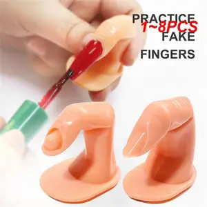 1~8PCS Nail Art Trainer Practice Training Finger Model For Acrylic Gel Manicure Salon Tools Simulation Fake Finger Nail Pieces