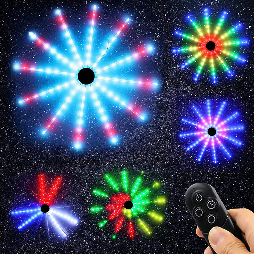 RGB LED Firework Lights Dream Meteor Lamp DIY Wall Backlight Smart Controller for Wedding Home Party Intdoor Outdoor Fairy Decor