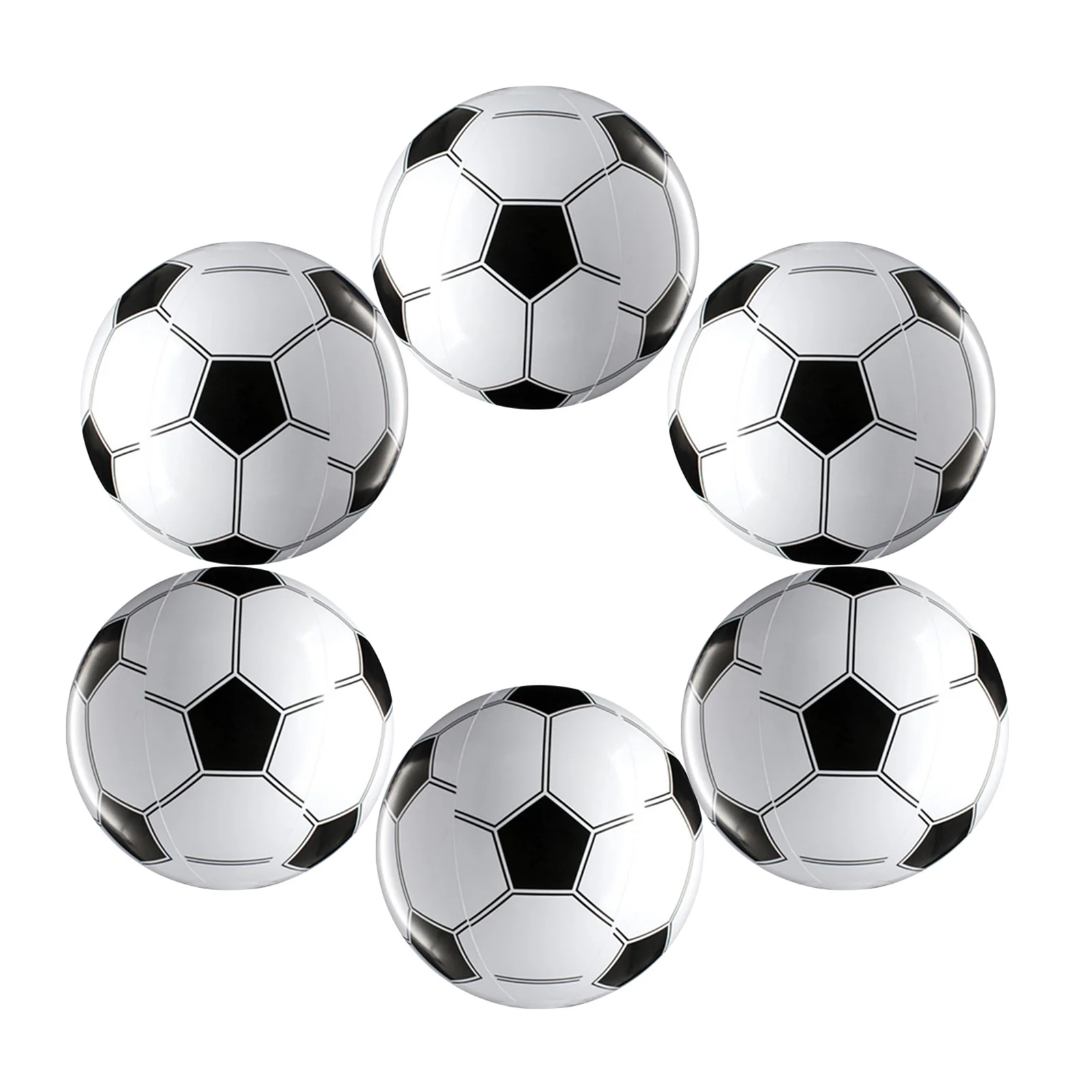 

6pcs Inflatable Soccer Balls Premium Pvc Smooth Elastic Leak Resistant Easy Inflate Party Decorations Football Match Theme Kids