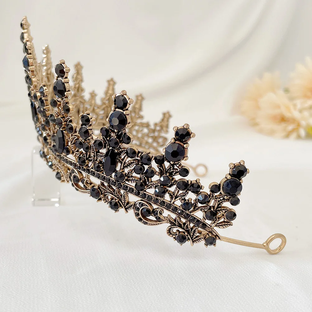 Schwarze Strass Krone Hochzeit Tiara Tiaras für Frauen Geburtstag Kronen Braut Stirnband Strass Haarschmuck The