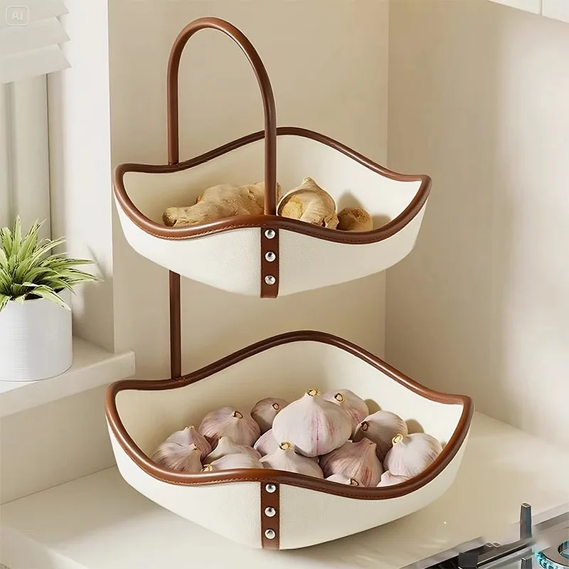 Home kitchen desktop onion, ginger, garlic shelf, vegetable storage basket, living room multifunctional multi-layer