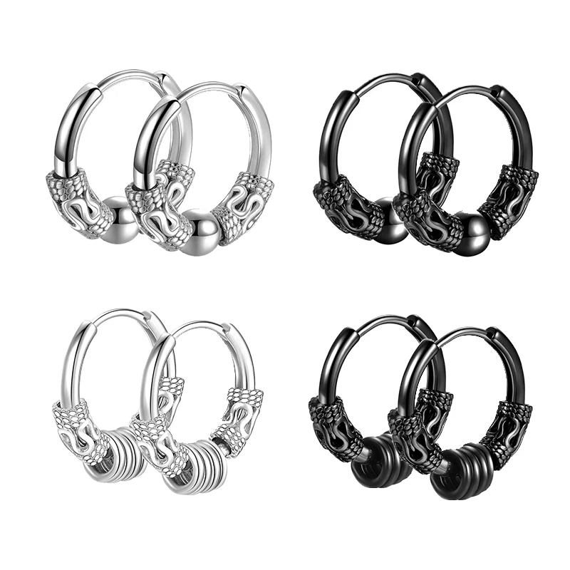 2PC Punk Męskie kolczyki kółka ze stali nierdzewnej dla kobiet Hip Hop Totem Kolczyk dla mężczyzn Kolczyki Gothic Ear Stud Biżuteria Prezent na imprezę