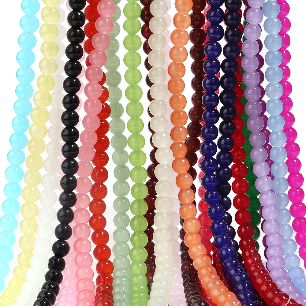 1 Strand 6/8mm Solid Color Glass Beads Round Loose Spacer Beads for Jewelry Making Handmade DIY Bracelet Necklace Accessories