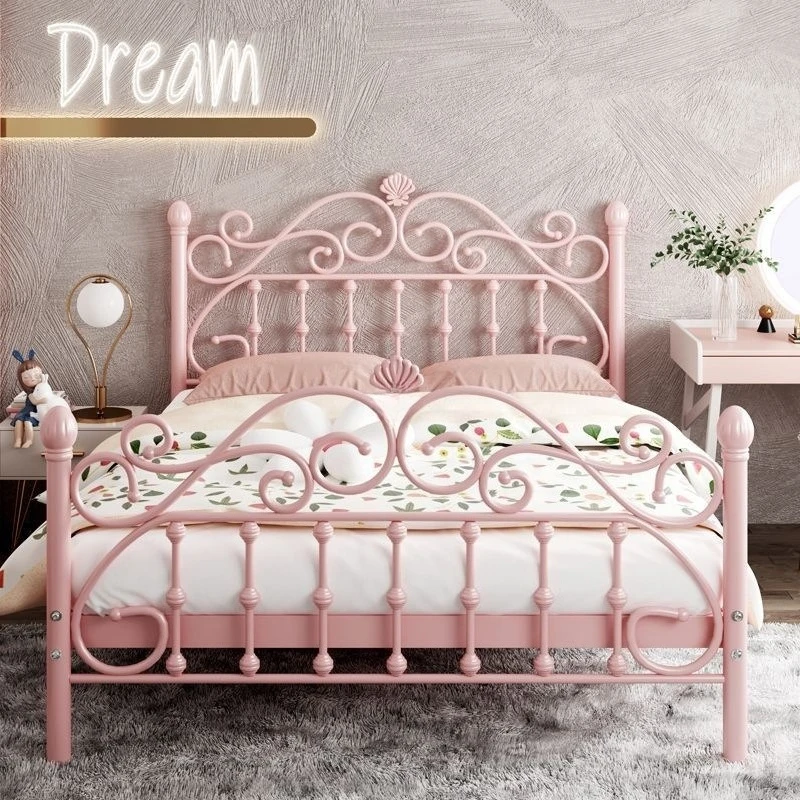 Wrought iron bed, thickened and reinforced, simple and modern, Nordic iron frame double bed
