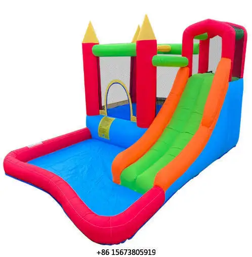 Colorful MANLIAN Indoor/Outdoor Inflatable Castle Built-In Blower Easy Setup Slide Pool 100-500KG Capacity for Children's