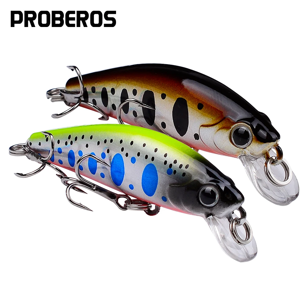 PROBEROS Mini Minnow Wobbler Fishing Bait 5.6cm-6.8g Artificial Noisy Lure Hard Swimbait Sinking  Jerkbait Bass Fishing Tackle