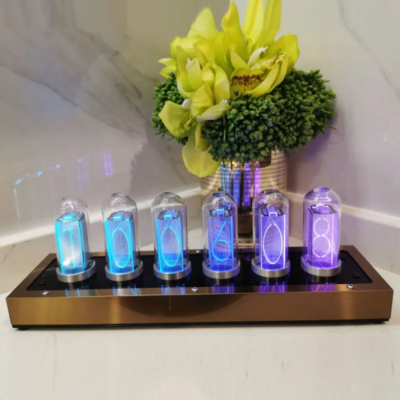 

Digital Led Clock Retro Glow Tube Clocks Tabletop Vacuum Tube Watch Metal Silent Lamp Watches Decoration and Table Accessories