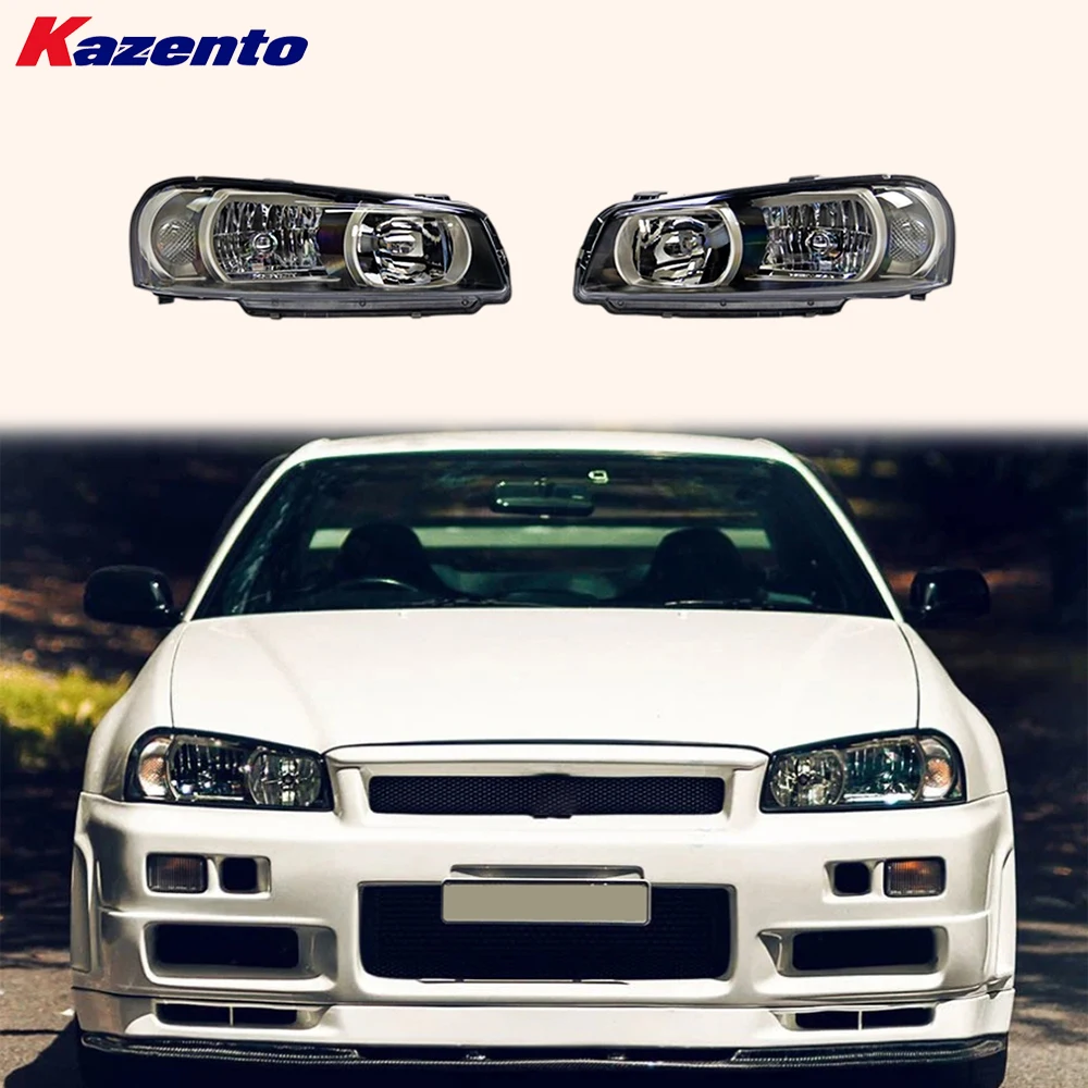 

Для Nissan Skyline R34 GTR GTT OE Style ABS черная проекторная фара (светодиодная) пара
