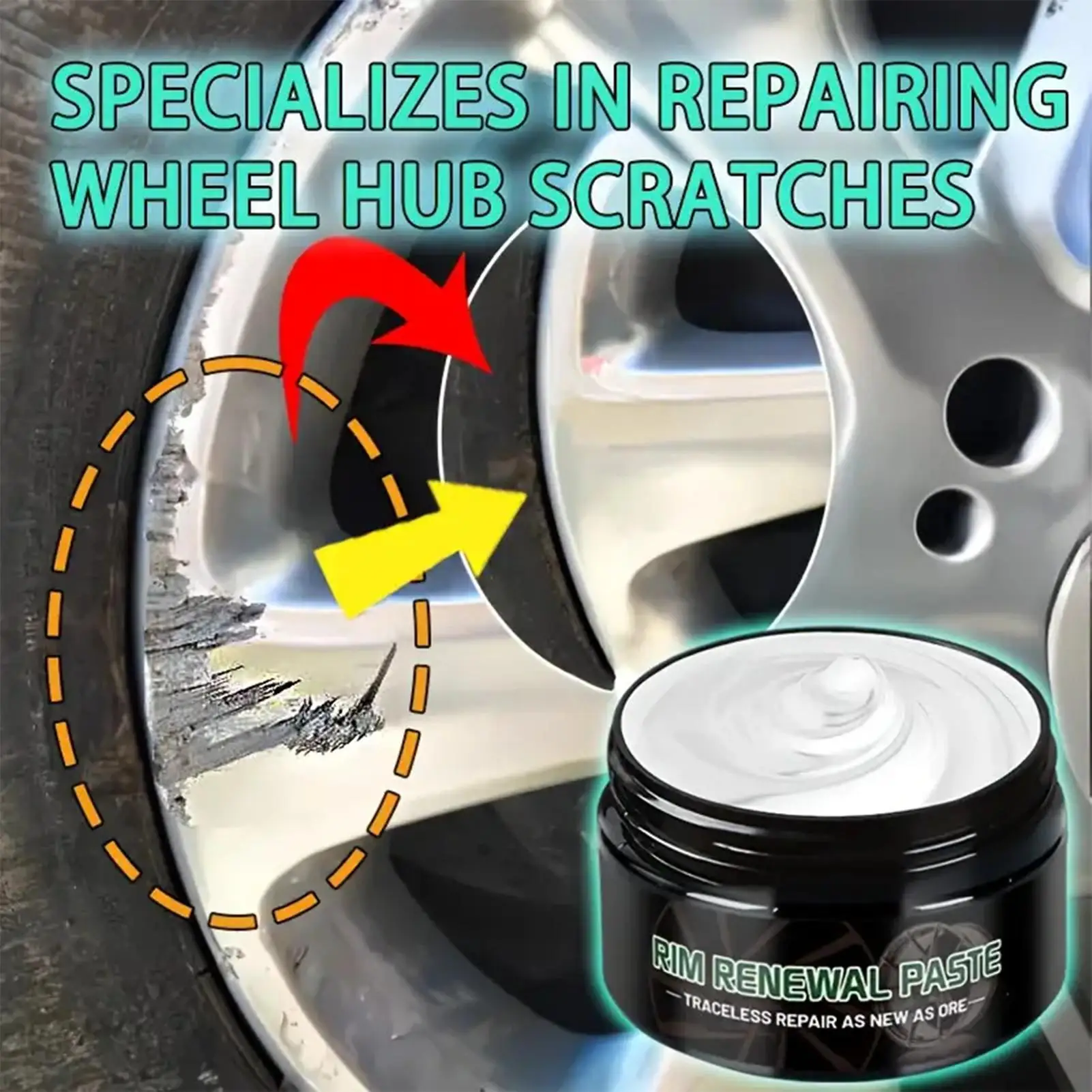 Car Wheel Rim Scratch Refurbishment Paste Tire Rim Scratch Paint Repair Paste 80g Multifunctional Cleaning Wax Wheel Guard Rim