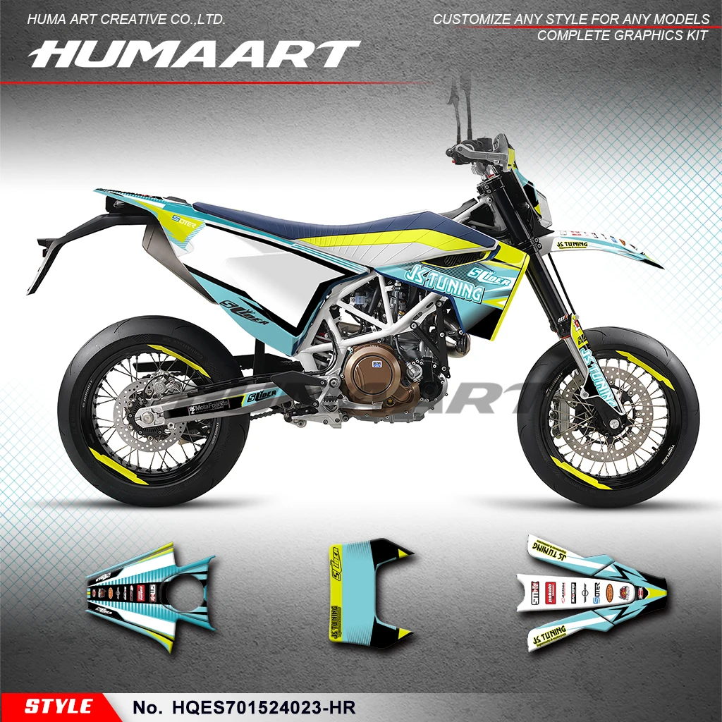 

HUMAART Sticker MX полный виниловый Custom графическая наклейка Kit для Husqvarna Enduro Supermoto 701 2015-2024, HQES701524023-HR