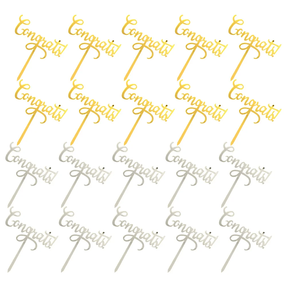 

20Pcs Cake Picks Elegant Design for Baking and Decorating Congrats Cupcake Toppers Graduation Party Wedding Dessert Festival