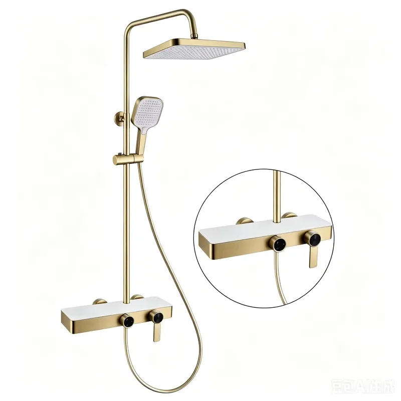 Full Brass Chrome Cold and Hot Rain Spray Shower Set with Ceramic Valve for Home & Hotel Use