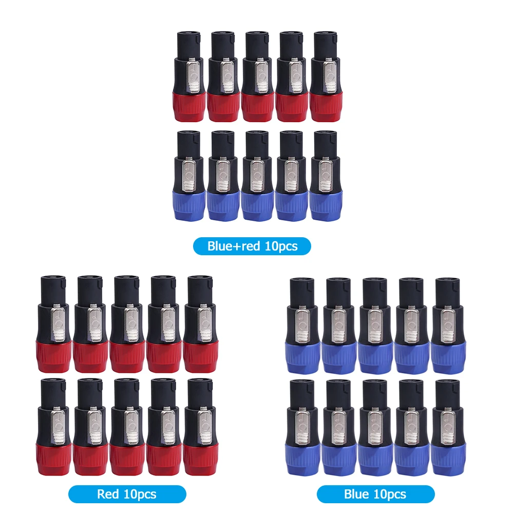 NL4FC Speaker Connectors Sets ABS Shell Male Audio Cable Jack 4 Pin High-Strength Lightweight Ohm Plug Adapters