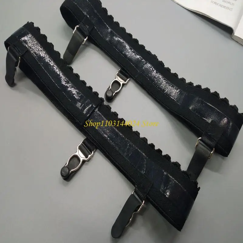 N5KE 2PCS/P Womens Sexy đàn hồi chống trượt chân Vành đai Vành đai đùi Đèn cao với 3 clip trang phục cosplay