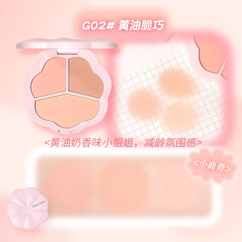 Gogotales Triple Blush Palet Face Blusher Matte Natuurlijke Wangtint Fleuren Contouren Zachte Vrouwelijke Make-Up Zeldzame Schoonheidscosmetica Op