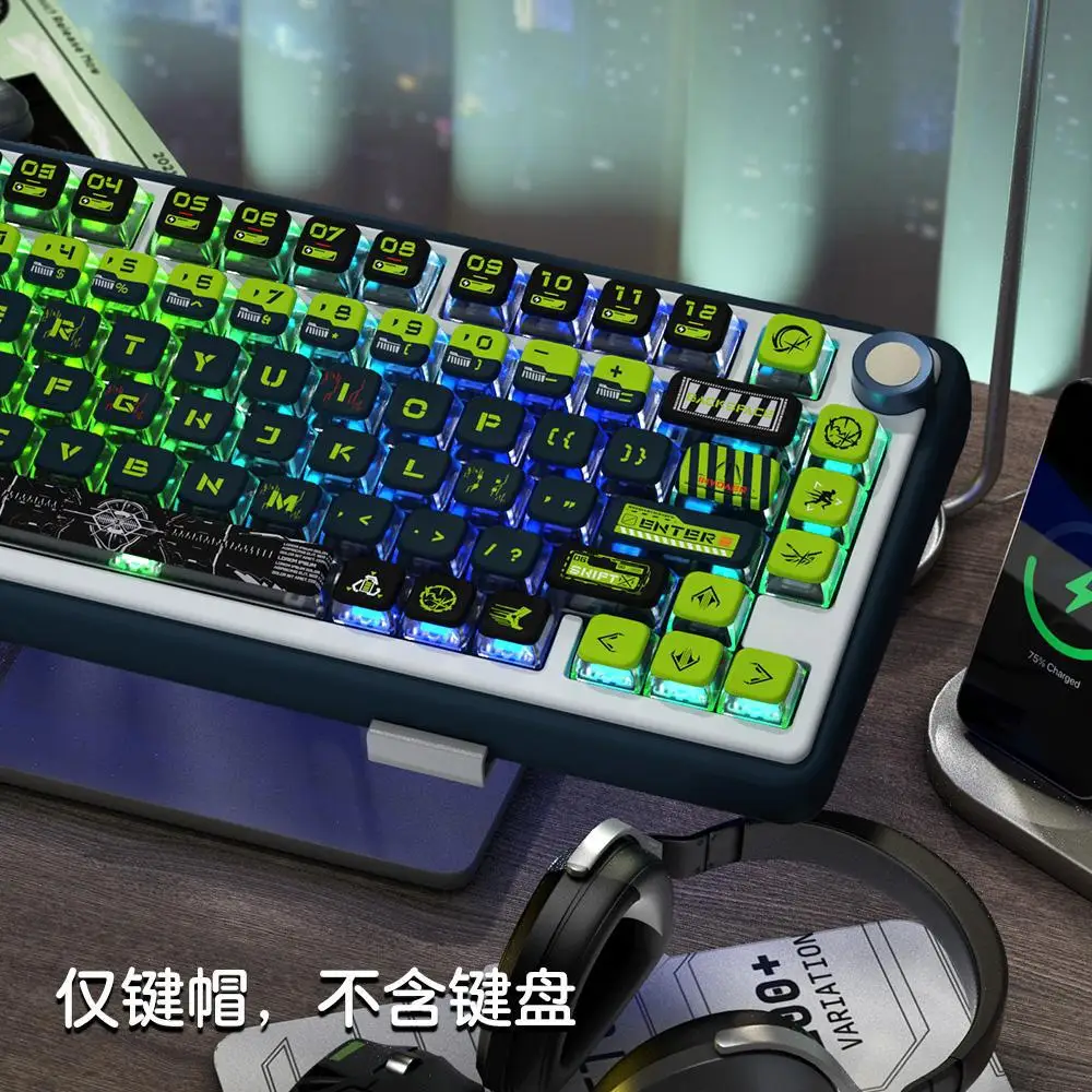 Runner Style 4 Side LED Light Transmission Crystal Keycaps Dye-Sublimation PBT Custom MSA Height for Mechanical Keyboard