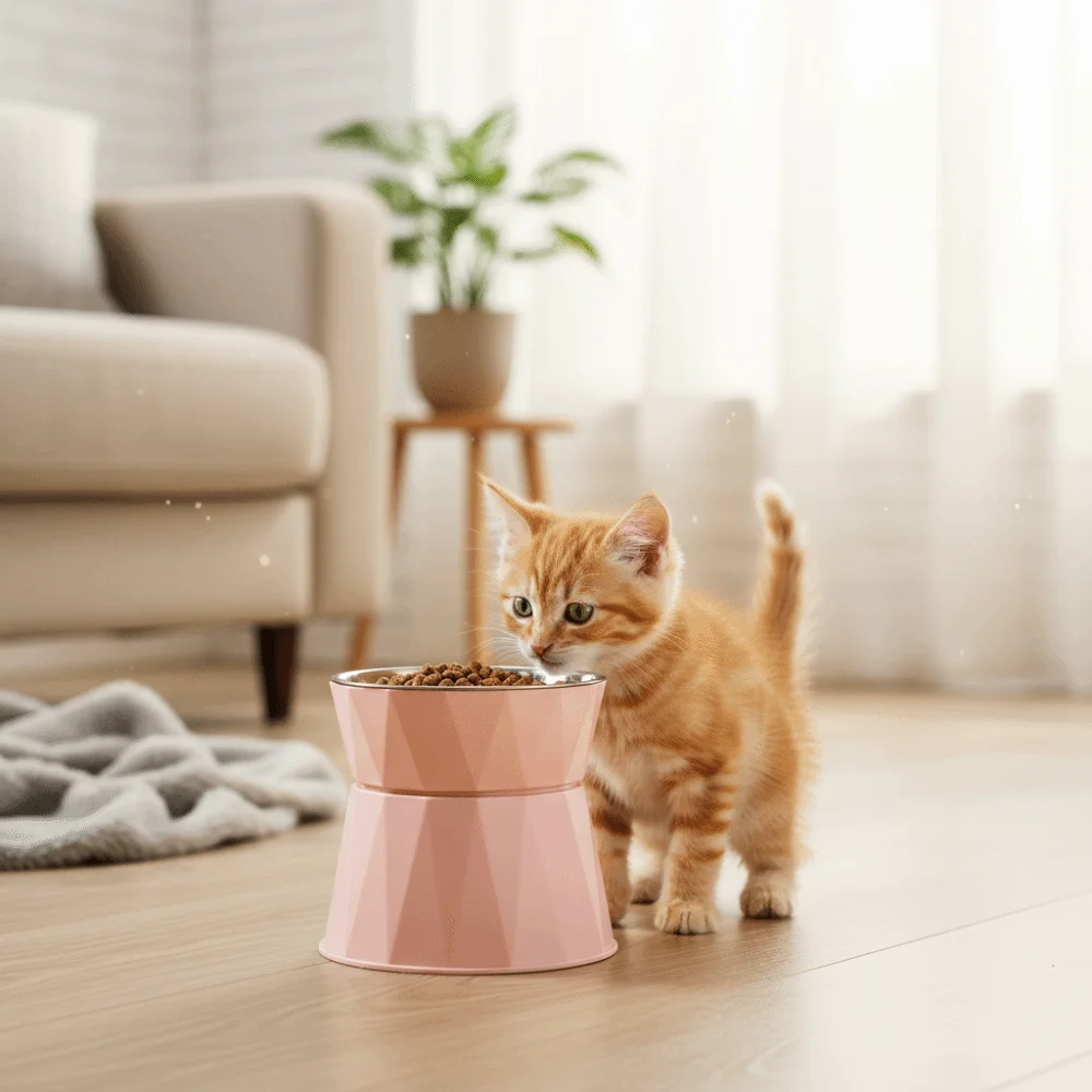 

Миска для кошек из нержавеющей стали с высокими ножками, защита шеи, противоопрокидывающаяся миска для собак, приподнятая кормушка из нержавеющей стали, блюдо для кормления, кошачий корм