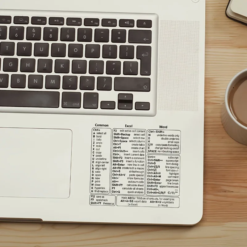 مجموعة واحدة من ملصقات اختصار لوحة المفاتيح ذاتية اللصق من الفينيل |   مرجع سريع لنظام التشغيل Windows، Excel and Word، Office Software