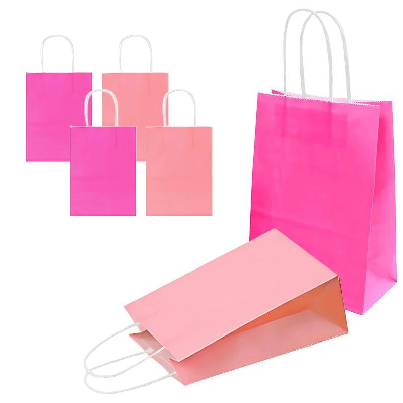 6/12/16/24pcs Paper Shopping Bag with Handles Kraft Paper Party Favors Gifts Bags for Birthday Wedding Gift Storage Bag TMZ