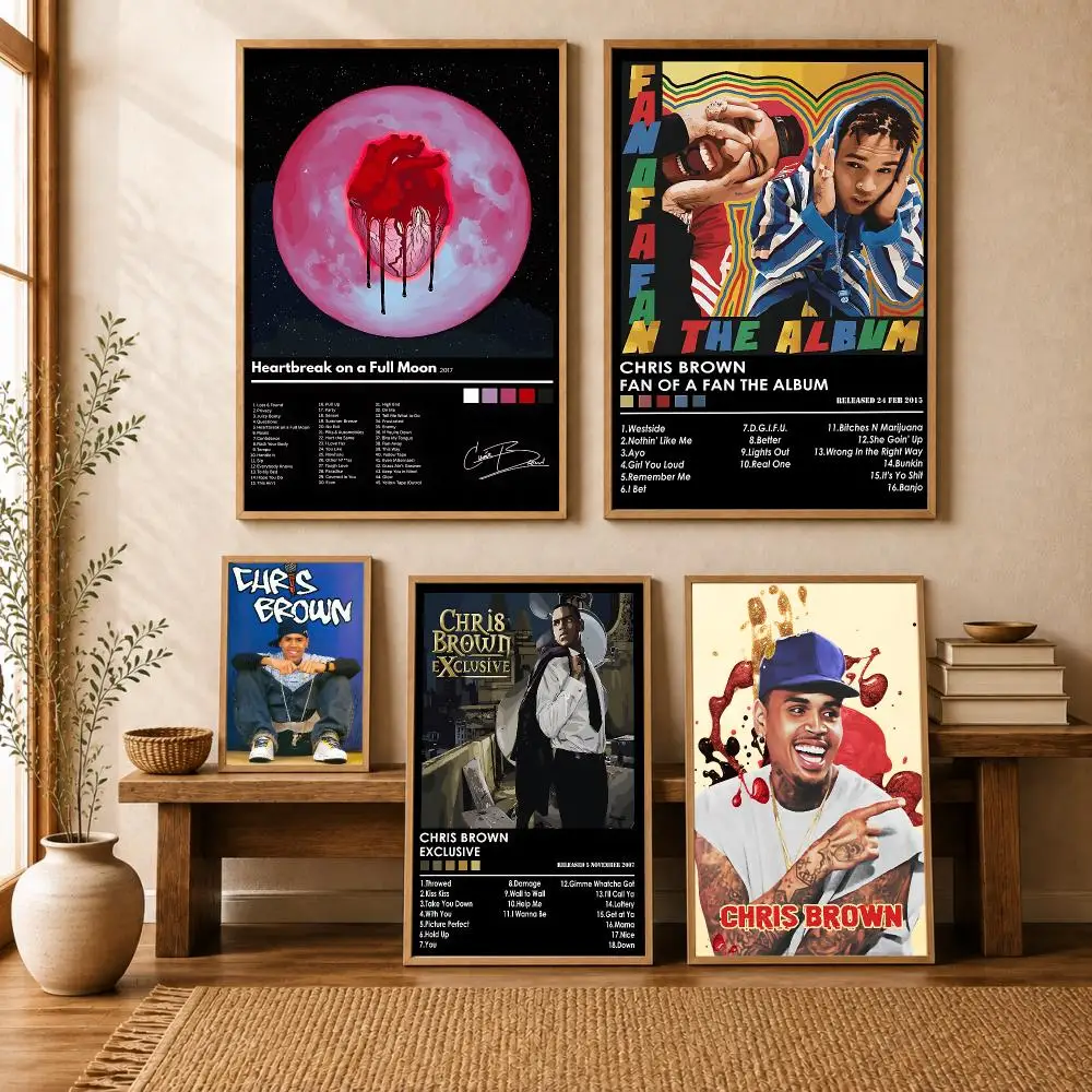 C-Chris Brown Singer Poster Modern Home Living Bedroom Bar Hallway Waterproof Wall Art Aesthetic Decor