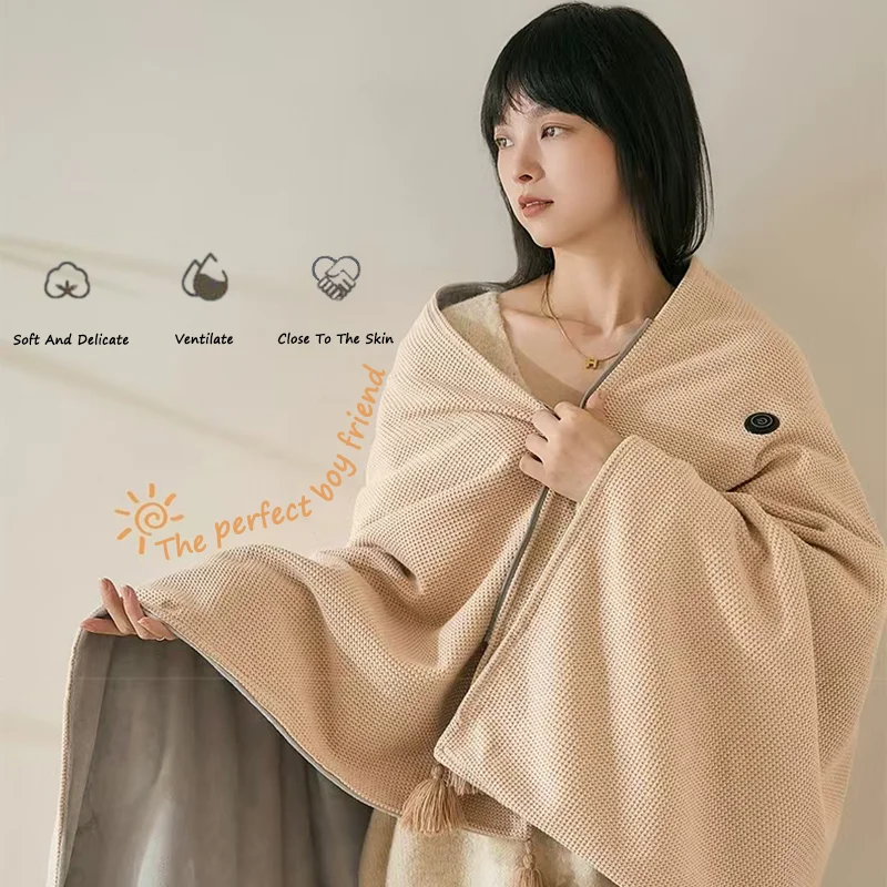 Couverture chauffante électrique USB portable, châle chauffant à niveaux de chaleur, couverture chauffante pour le corps, pour la maison, le bureau, le canapé