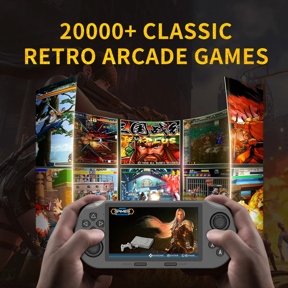 SF3000 مشغل ألعاب محمول صغير محمول بشاشة 4.5 بوصة IPS وحدة تحكم ألعاب فيديو ريترو مدمجة 20000+ ألعاب لـ PS1/GBA/SFC