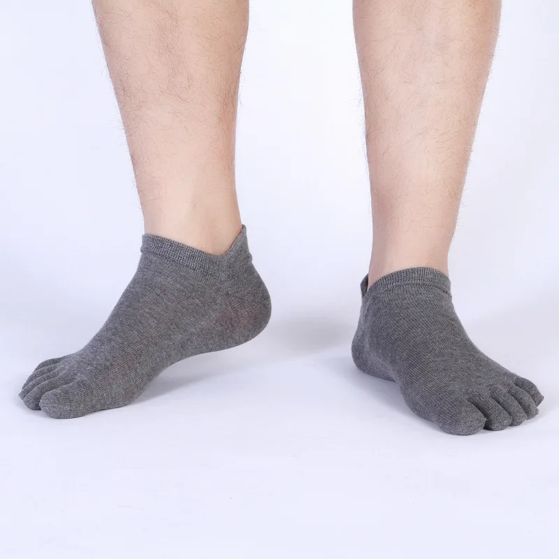 5 Pairs Ankle Toe Socks Men Five Finger Socks Running Breathable Solid Cotton Short Socks Anti-Slip Invisible Socks 5 Fingers